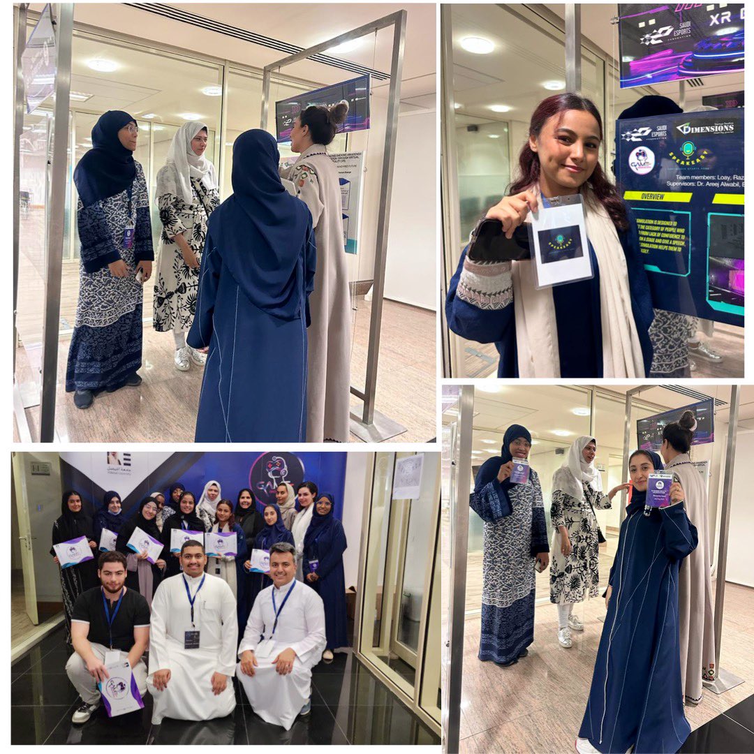 au_dimensions's tweet photo. After an intensive 2-weeks, the @Alfaisaluniv Game innovation center’s Summer 2023 XR bootcamp has successfully finished its journey with participants showcasing their final group projects! 💻🎮🎯
#Saudi_Esports #gamedesign #gamedev https://t.co/0e1ywbu9F5