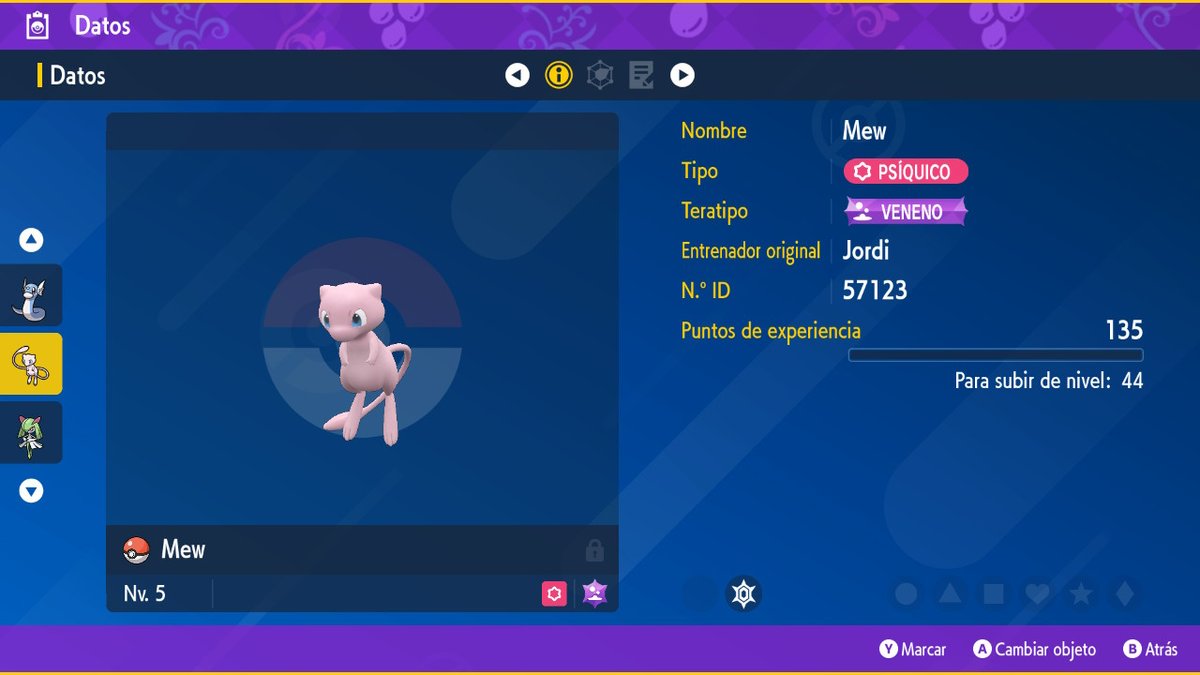 Yadoking7's tweet photo. Mew de tera Veneno en Púrpura pero igual de mediocre que el de Escarlata #MiPropioMew #PokemonEscarlataPurpura #NintendoSwitch https://t.co/oNQ1juVDKB