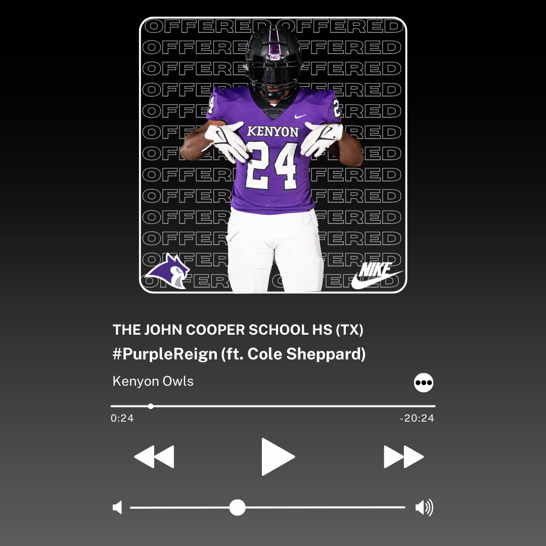 I am happy to receive an offer of full support through the admissions process from <a href="/KenyonFootball/">Kenyon Football</a>!