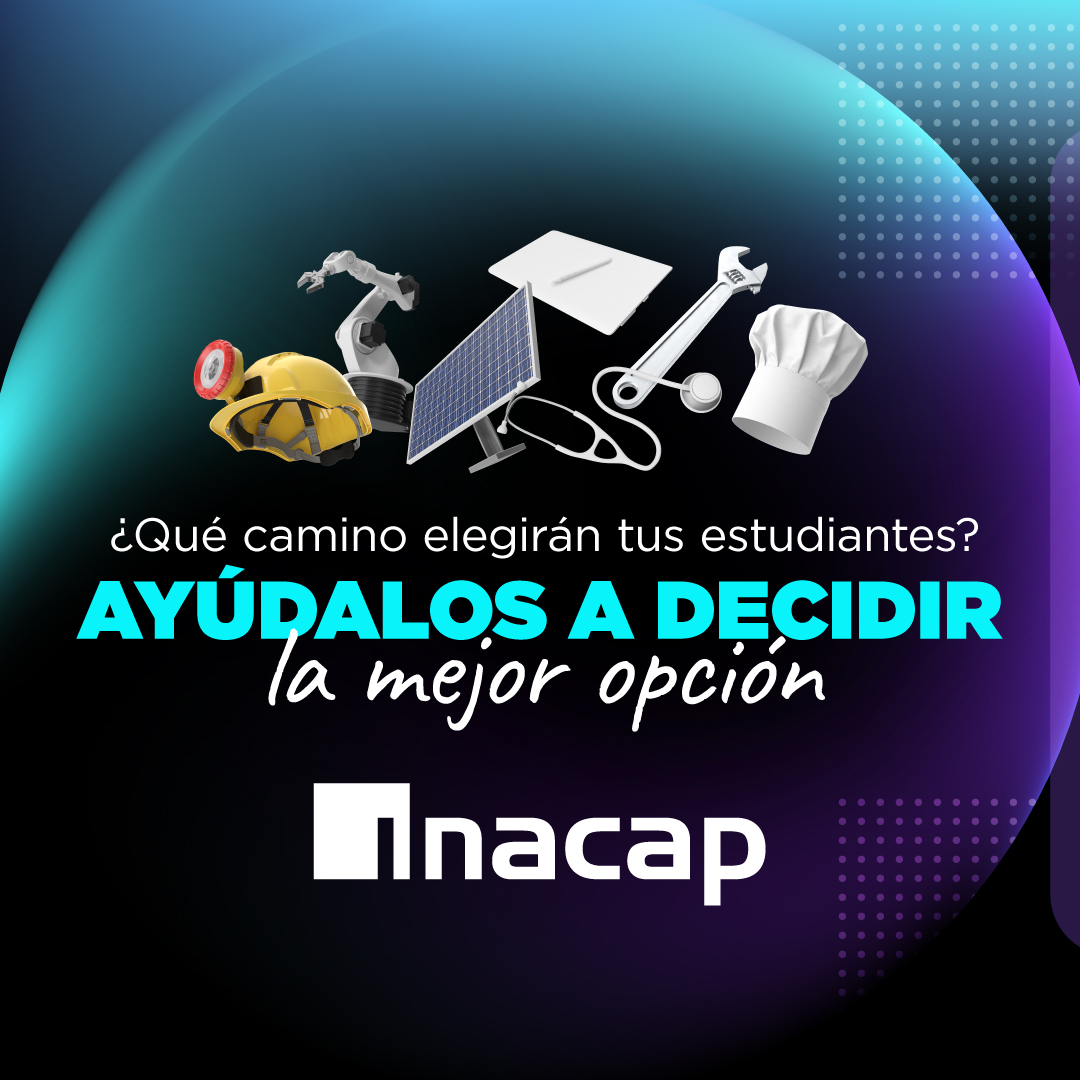 Inacapinos's tweet photo. ¡Sé parte del Encuentro de Orientación Vocacional INACAP 2023! ¿Qué camino elegirán tus estudiantes? Ayúdalos a decidir la mejor opción 👍 

Este jueves 10 de agosto, a partir de las 09:00 horas, en nuestra #SedeSantiagoSur, viviremos una jornada de apoyo para directivos de #EM. https://t.co/z9RbEeshjh