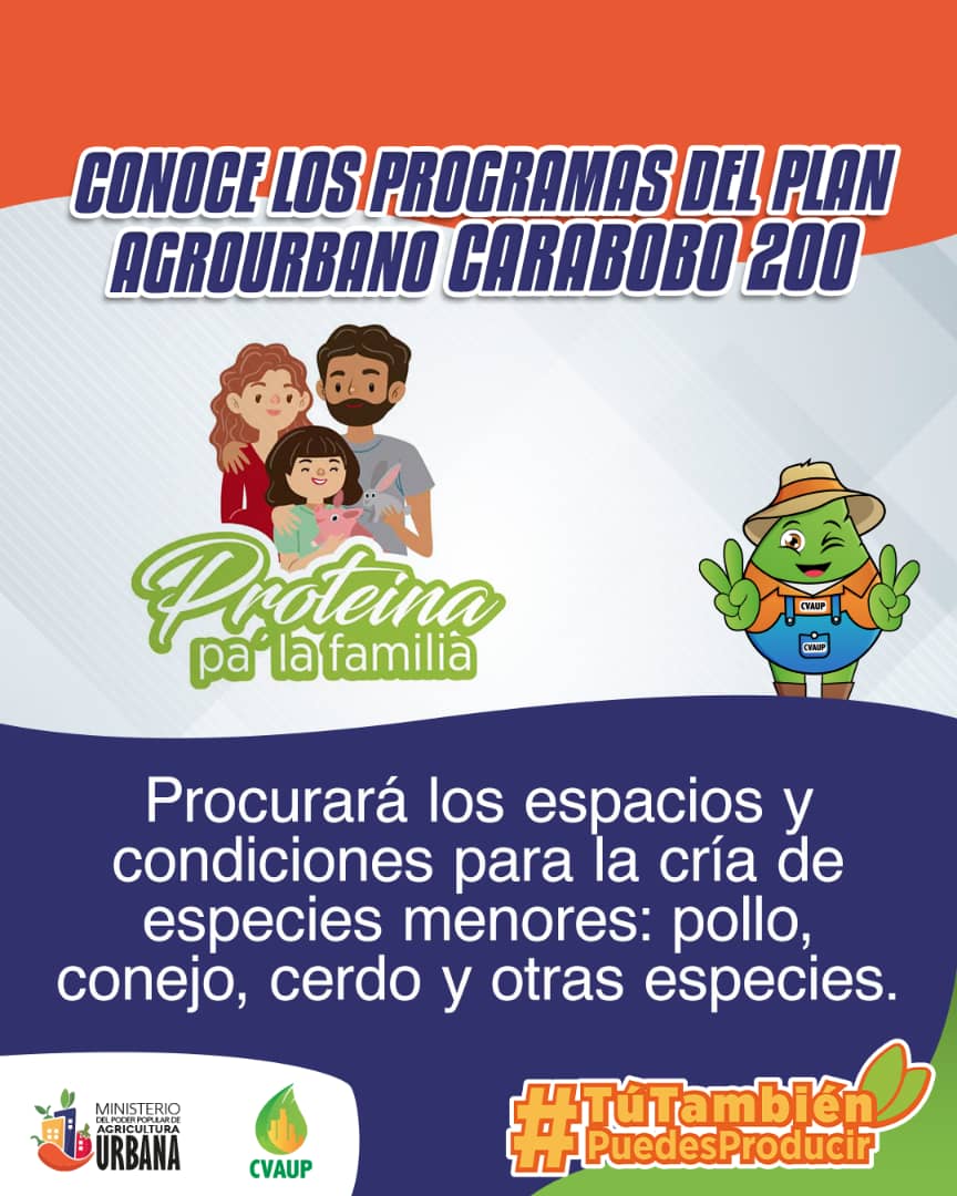 #NotiCVAUP
El Programa Proteína Para La Familia te ofrece la oportunidad de participar en la Agricultura Urbana.
¡Tú También Puedes Producir! 
#VozDeVenezuelaEnBrasil