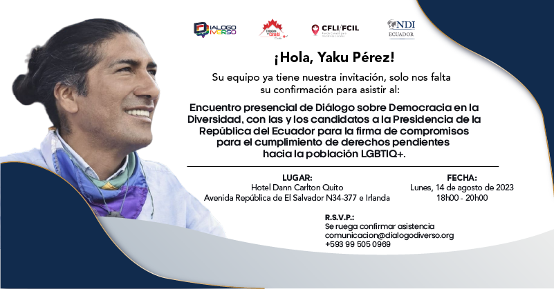 DialogoDiverso's tweet photo. #DemocraciaEnDiversidad 🏳️‍🌈📷

@yakuperezg  , candidato a la presidencia por Alianza Claro que Se Puede, te esperamos en nuestro Encuentro para hablar sobre derechos #LGBTIQ+.  Gracias al apoyo de @CanadaEcuador @NDI_Ecuador.

@UnidadPopularUP @PSEcuatoriano https://t.co/v2rwvPK0dx