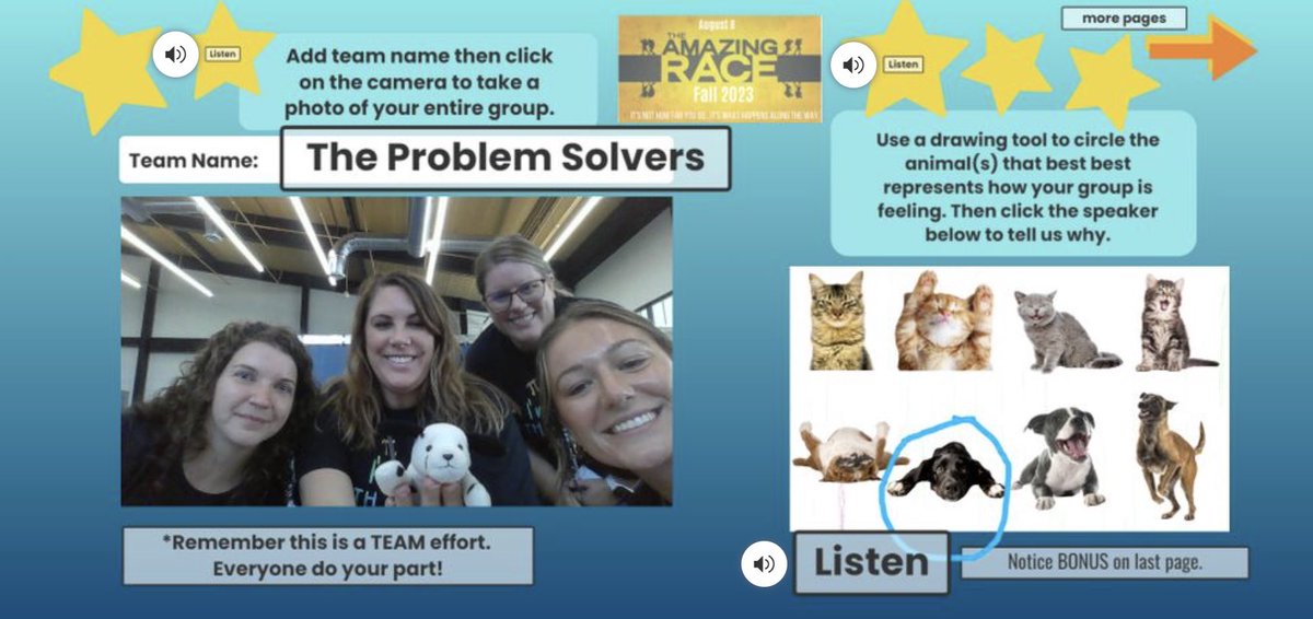 wre_library's tweet photo. Enjoyed our @WolfRanchElem PIONEER AMAZING RACE learning opportunity today. I used @seesawlearning for teams to complete activities, including some new features. #professionallearning #amazingrace #PioneerTOUGH #oneGeorgetown #b2school #WRreads @GeorgetownISD https://t.co/ZTw510y17a