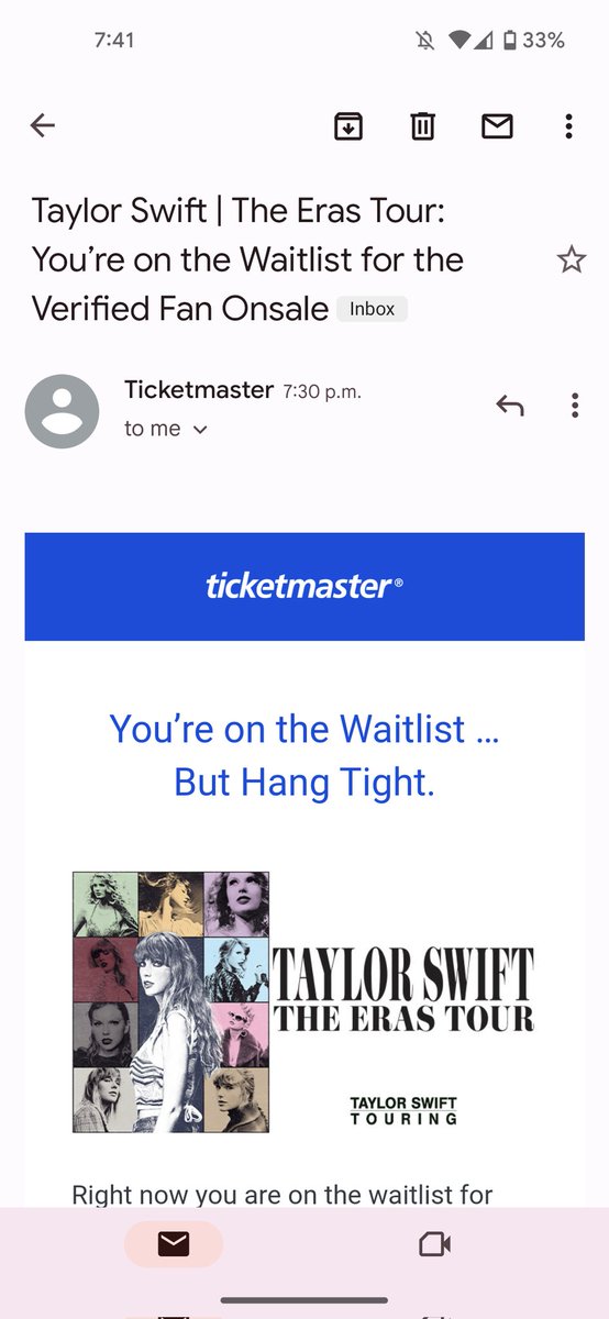 Worst email ever! I had 5 people from my family to register and 6 of us got waitlisted 😭💔 #Waitlist #TheErasTourTickets <a href="/taylornation13/">Taylor Nation</a>