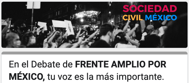 SocCivilMx's tweet photo. Queremos que tu voz se escuche en el #DebateFAM: #DiálogosCiudadanos.
Te dejamos aquí el formato para que participes dejando tus preguntas y reflexiones para que formen parte del este histórico evento.
Por favor participa, compártelo y comenta abajo.
Gracias.
Acceso: https://t.co/gG4t6pLpIO