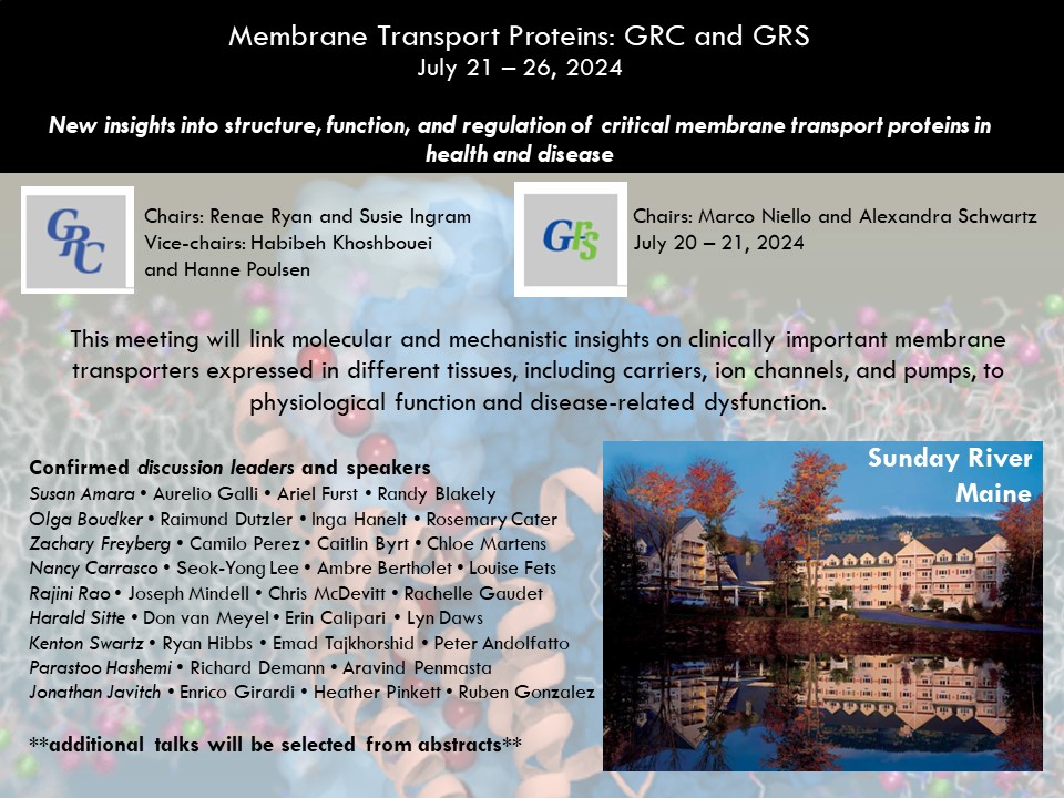 Join us for the 2024 Membrane Transport Proteins GRC July 21-26 in Maine, USA! @GordonConf @Khoshbouei_lab @hannepoulsen @MarcoNiello @OlgaBoudker @zfreyberg @BotanicGeek @martens_chloe @camcdevitt @JoeMindell @kenton_swartz @LabPinkett @e_girardi @DrSusieLIngram1 @JavitchLab