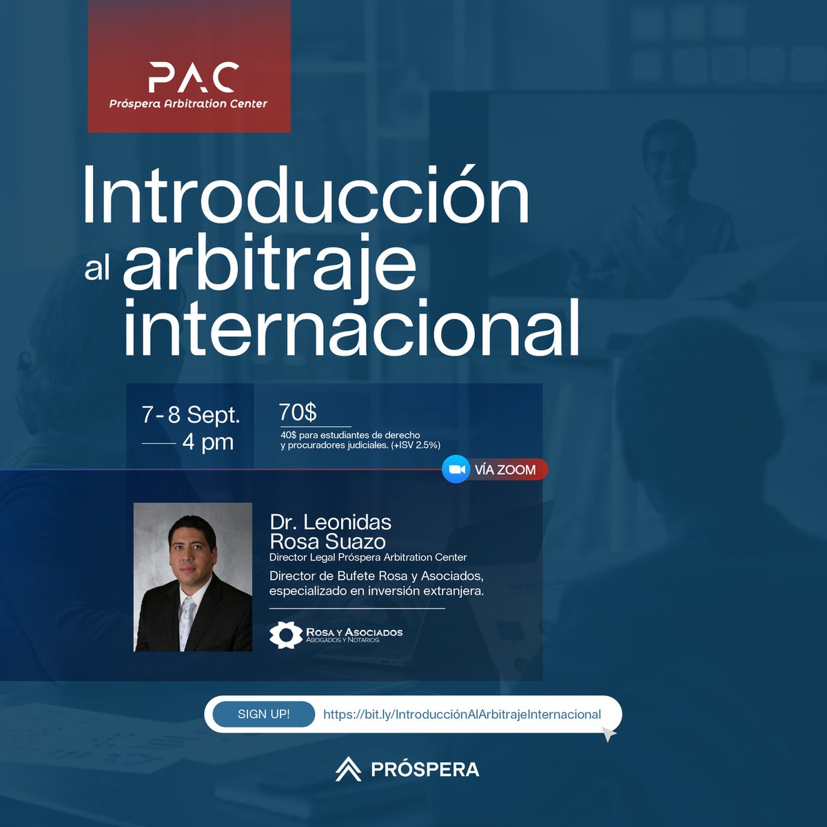 ProsperaACenter's tweet photo. ¿Te gustaría saber más sobre el arbitraje internacional? Fortalece tus conocimientos sobre arbitraje en nuestro exclusivo taller introductorio. Interactúa y prepárate para el mundo de la resolución de disputas globales. ¡Cupos limitados¡ Regístrate en: https://t.co/FAYb0tKmMm https://t.co/7HT51kaQer