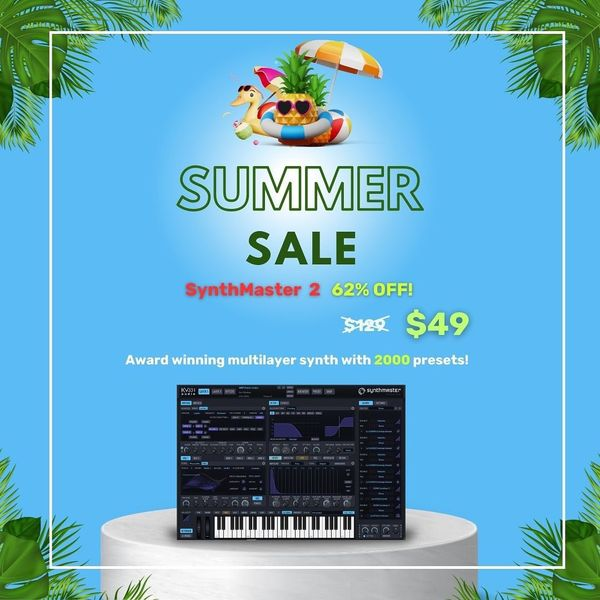 plugindeals's tweet photo. Huge #SynthMaster summer sale started! All products are up to 70% off through August. Don’t miss this limited time offer.
Visit https://t.co/0YZ8zaYf8y for all the information. https://t.co/wwuJQwyw1R