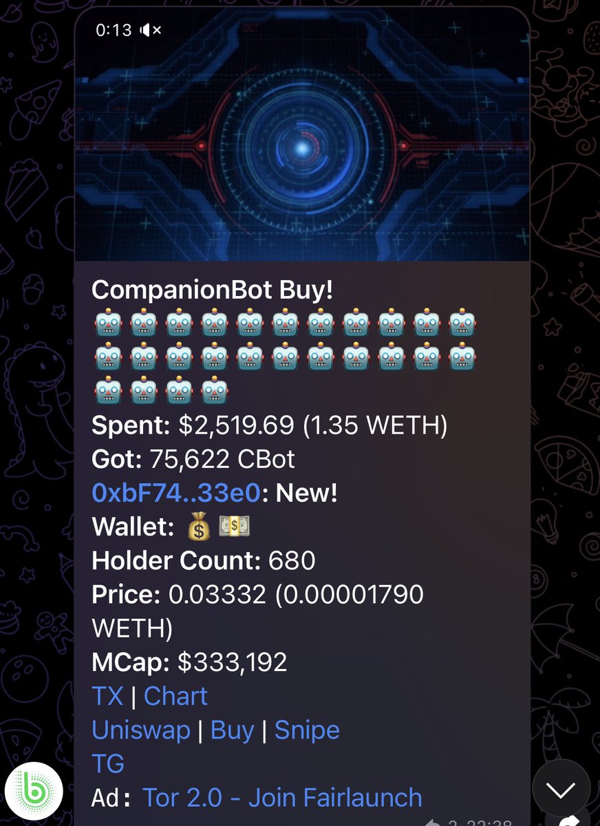 mistercrypto90's tweet photo. @BlazeAibot @Murdoc28812093 Look at this ai driven @CompanionBotETH 

$CBOT 👀🔥🚀 https://t.co/Cp7Lff9E6d