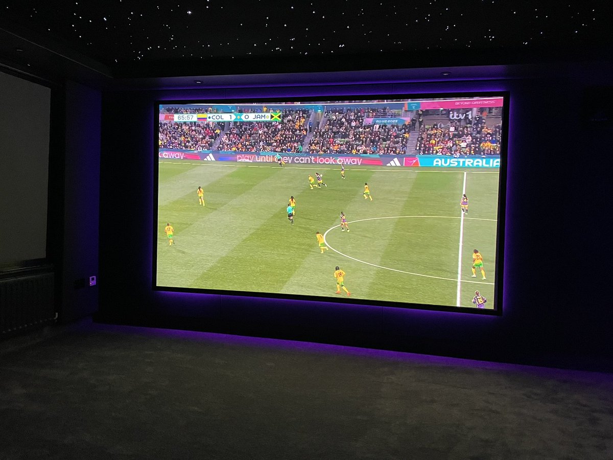 4K 8seat cinema room now complete, 7.2.2 atmos sound system, led lighting throughout, anthem av receiver, elan control system with alexa voice control ( client loves this feature) , jvc 4/8k projector, one very happy client who uses it on a daily basis!!