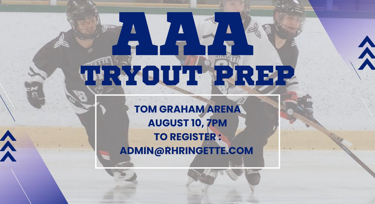 RHRA is hosting a AAA Try-Out Prep Skate on Aug 10 7pm. This is open to U16/U19 AA players who have registered for Ringette Ontario High-Performance (AAA) Program. Maximum 22 skaters &amp; 4 goalies per session on a first-come basis. Cost $15 per session. email admin@rhringette.com