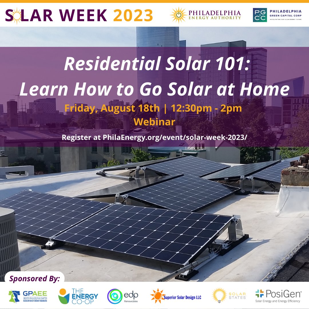 solarizephilly's tweet photo. Are you considering solar for your home? Learn everything you need to know about the process and hear from our installer partners, @posigensolar, @SolarStates, &amp; Superior Solar Design, as well as a Philadelphia homeowner.

Sign up here: https://t.co/MH356sxMu1

#SolarWeekPHL🌞 https://t.co/SesALcMSvi