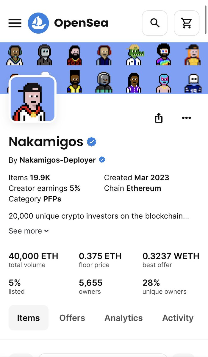 Congrats <a href="/Nakamigos/">Nakamigos</a> on the 40k $ETH volume on OS