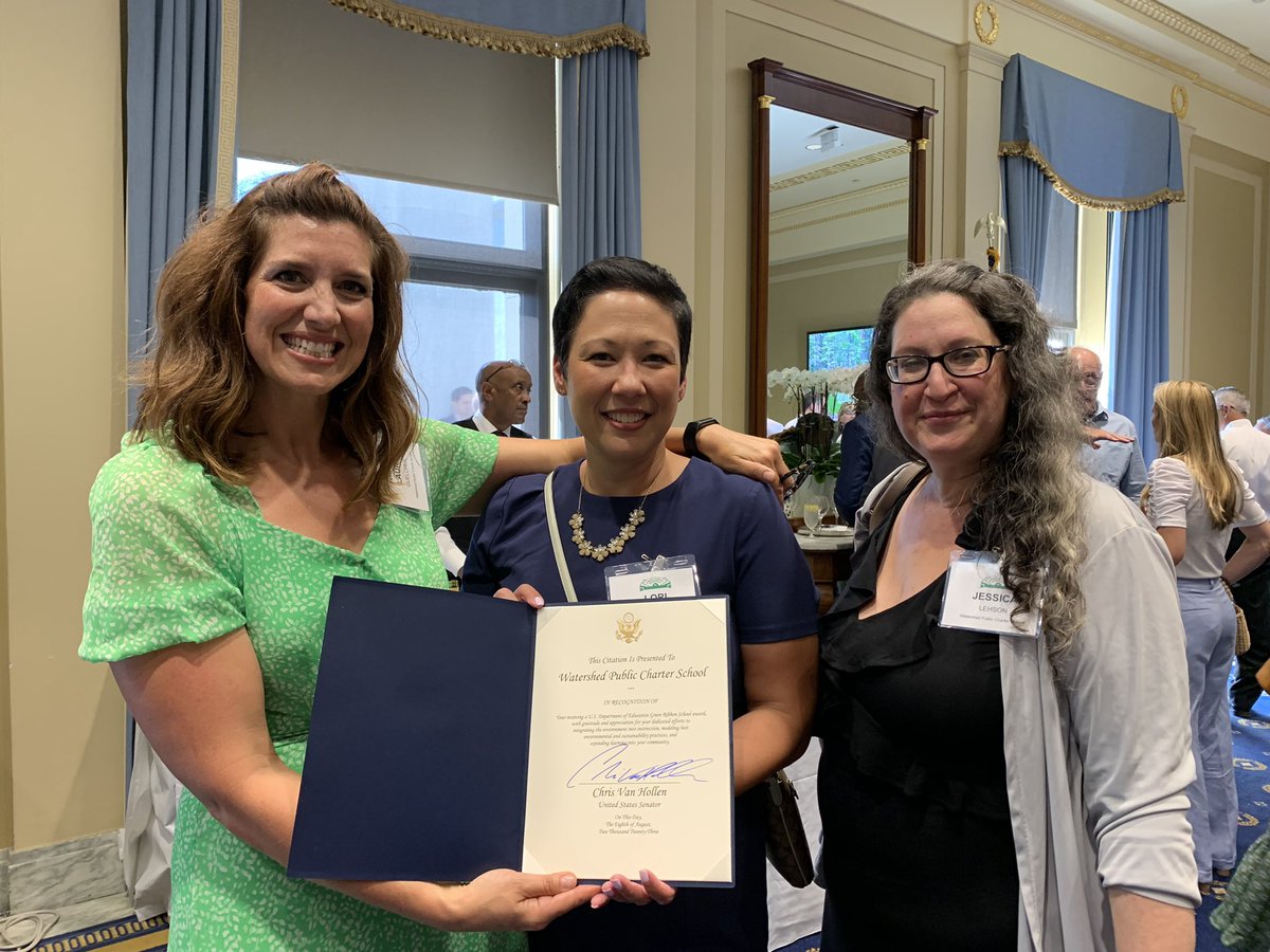 Thank you to @ChrisVanHollen for the citation which recognized our @WatershedPCS Ss hard work towards @EDGreenRibbon school! We are proud to keep working on behalf of our Ss!