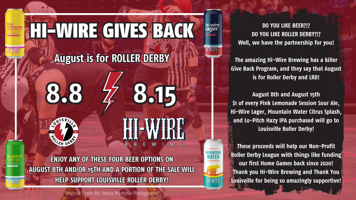 LouRollerDerby's tweet photo. TODAY AND THE 15TH!
#HiWireBrewing #Beer #Brewery #Fundraiser #HiWireGivesBack #LRD #LouisvilleRollerDerby #RollerDerby #Derby #LouisvillesOtherDerby #LouisvilleSports #Louisville #Kentucky #Kentuckiana #SouthernIndiana #Indiana #LRDStrong #NonProfit #Skates #Skating #WeAreLRD https://t.co/2h92g5UhI3