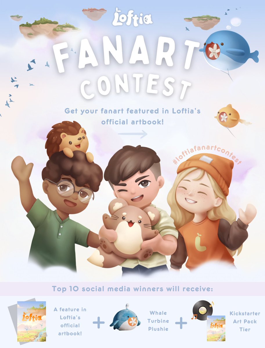 loftiadev's tweet photo. 🌟 LOFTIA FANART CONTEST 🌟

Let’s get creative Loftians!! Winners will have their art featured in our official art book + get our Kickstarter Art Pack &amp; whale turbine plushie! 🐳

Post on social media and tag #loftiafanartcontest until Aug 21st! 🎨

#gamedev #indiegames #fanart https://t.co/zPmCHMEFjr