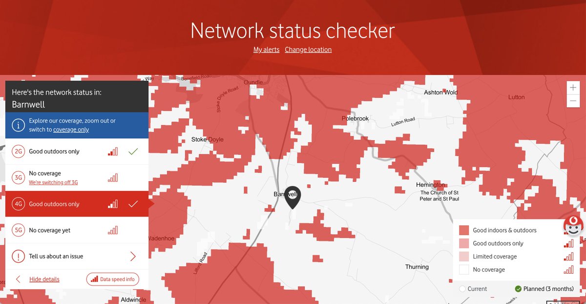 linux_bb's tweet photo. @VodafoneUK looks like your coverage map has a problem, if you search an area, then select 4g, all looks fine, then select "planned - 3 months" and huge gaps open up, this shows all over the country, example https://t.co/c14pYDjUhg