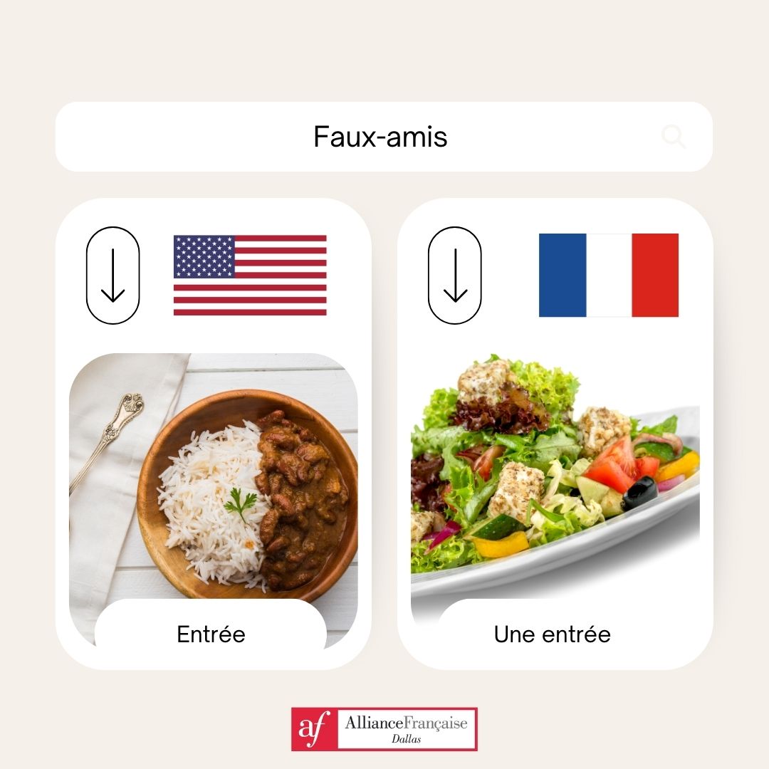 AllianceDallas's tweet photo. [TODAY WE LEARN] 🗽As a French girl living in the USA, these faux-amis at restaurants always leave me hungry for clarification! In the US, Entrée means "the main course," while in France, it's the delicious tease before the main course! 😋 Bon appétit! 🥖🧀🍷 

#afdallas #food https://t.co/UNqbFIsaOd