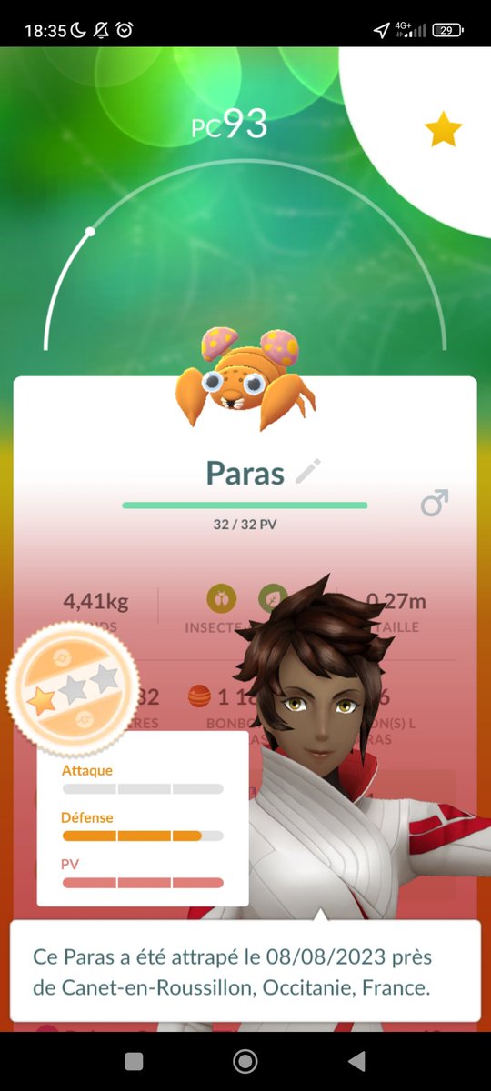 DaPokemonLady's tweet photo. #PokemonGo #SpotlightHour Stonks :
No #Shinys, but I did get this good boi! And 😮, IT'S A RANK 1 !!

That's some GOOD STONKS right there 🍀😄

#PokemonGOApp #PvpIV #Paras #Stonks https://t.co/8L3E1TyAna