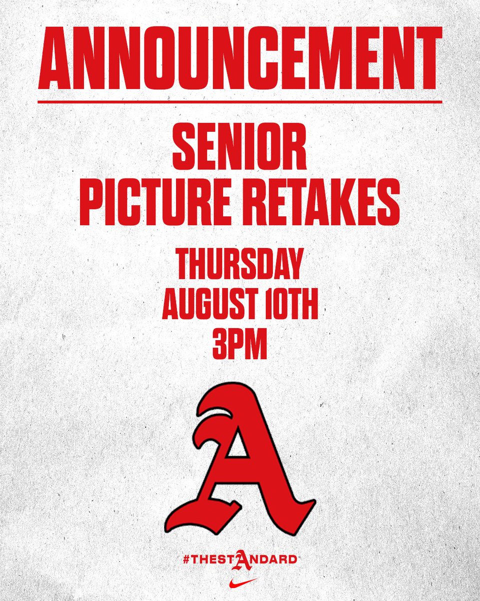 Retakes for Senior Football parents and Senior Banner picture will be Thursday, Aug 10 at 3PM! 🏴‍☠️🏴‍☠️