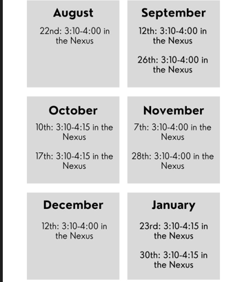 ATI_WAHS's tweet photo. Welcome Back Blackhawks!! Here are our meeting dates for 2023-2024, see you on August 22nd at 3:10 in the Nexus! https://t.co/0zI9liJ4b1
