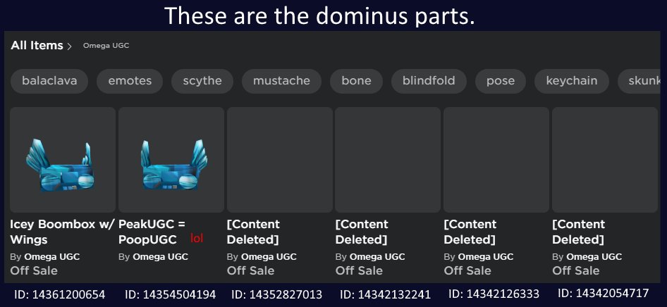 Peak” UGC on X: Here are more missed items by UGC creator Dark3zy as  well as the now-deleted user cloudy_d3v. These are parts of the limited  Dominus Frigidus disguised as different things. #