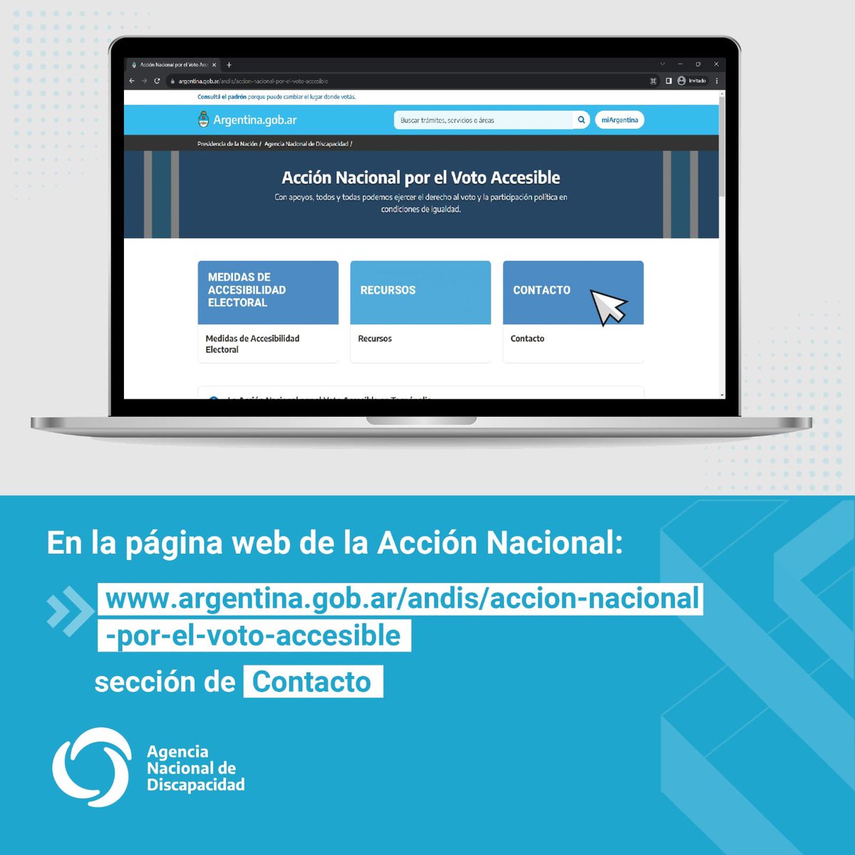 💻 | ¿Sabías que en la página de la Acción Nacional por el Voto Accesible de la #ANDIS (bit.ly/ContactoANVA) podés encontrar más de 50 materiales referido a las elecciones en formatos accesibles?