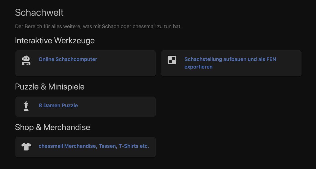 Neuer Bereich "Schachwelt" auf chessmail.de #Schach #Fernschach chessmail.de/pages/chess-wo…
