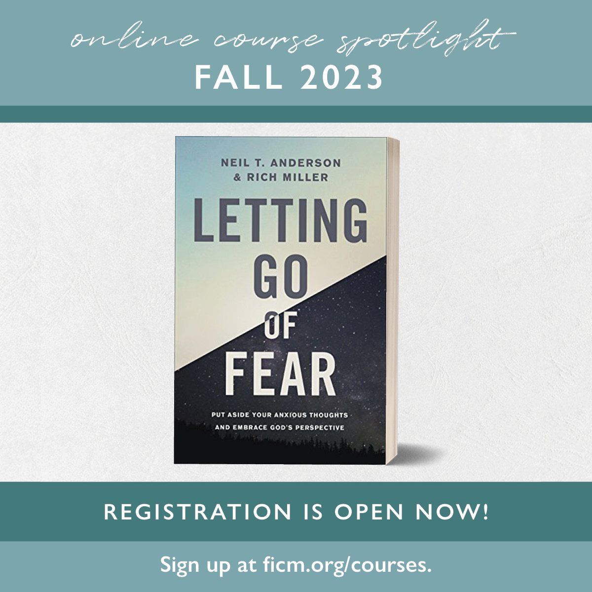 FICM_US's tweet photo. This course teaches you how to move beyond anxiety and find true peace and safety in your relationship with God. Learn to identify &amp; conquer your fears and experience true freedom &amp; joy in embracing the fear of God! #freedominChrist #onlinecourses #fear #anxiety #lettinggooffear https://t.co/HGlwiVVEvv