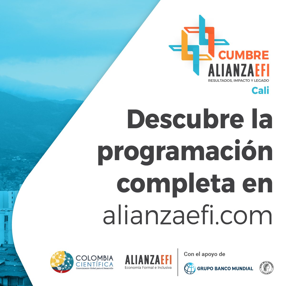 AlianzaEfi's tweet photo. La #CumbreAlianzaEFI continúa en #Cali el 11 de agosto con algunas reflexiones sobre la relación entre el mercado laboral, la formalidad y la inclusión social.

📍La cita es en el Auditorio Antonio José Posada de @UnivalleCol a las 🕗8:00 a.m.

+Info👉: https://t.co/rHT4ZZvSIv https://t.co/uBAqhwubtG