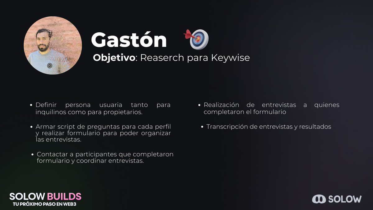 solowcripto's tweet photo. #MeetTheBuilder
👷@GastonG08
🎯Research para @KeywiseArg
Mirá su pitch y progreso durante el programa 👇 https://t.co/wefZLD8ZbO