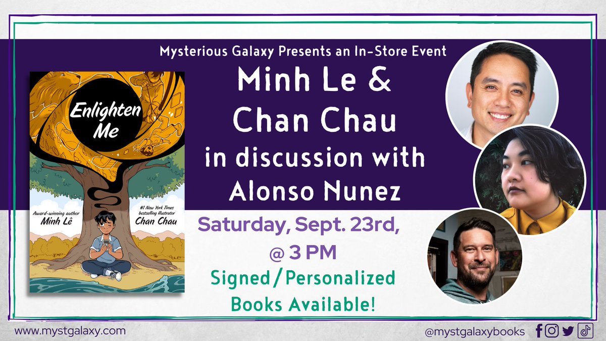 ✨JUST CONFIRMED!✨ On Sat, Sept 23 at 3 pm PT, we're hosting an in-store event with @bottomshelfbks & @Aluhnim in convo with Alonso Nunez for ENLIGHTEN ME! Signed & personalized books available for order! @LittleBrownYR For more info & to register -> buff.ly/43WgYDj