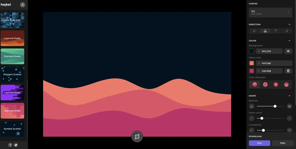 carmenansio's tweet photo. Herramienta para generar formas y patrones en SVG con un montón de configuraciones que puedes exportar como SVG o PNG 🙌

https://t.co/sEnTlp3Pac https://t.co/Ihr1UWIjtd