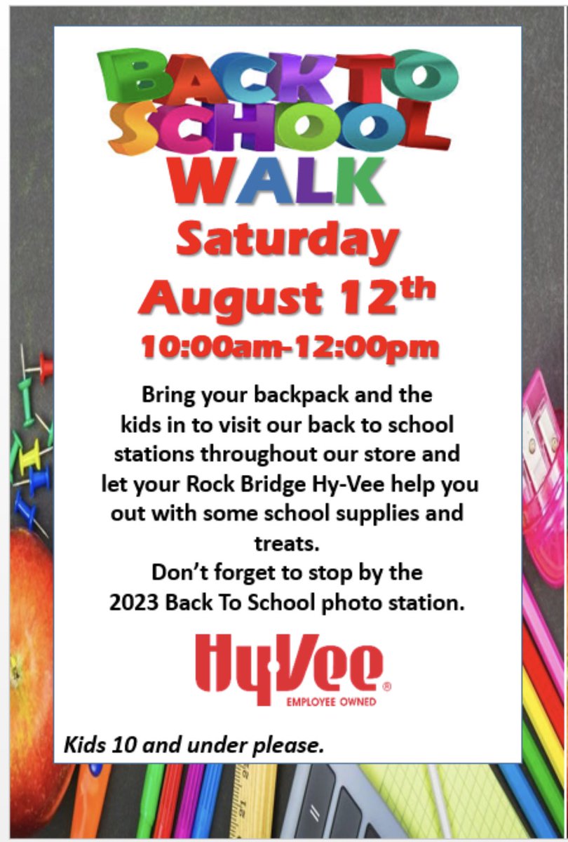 NewHavenStars's tweet photo. Need school supplies, or a couple treats? Come out to the Rockbridge Hyvee on august 12th! https://t.co/r5dtP7l96J