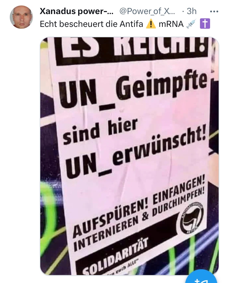 ChantalStadelm1's tweet photo. Meine #Solidarität geht an die betrogenen #Menschen die durch diese #Experimentellen #Impfstoffe geschädigt, schwer erkrankt oder verstorben sind !
#Medizinfriedensbewegung 🇨🇭🕊
@Power_of_Xanadu https://t.co/BZIxMJ4rBH