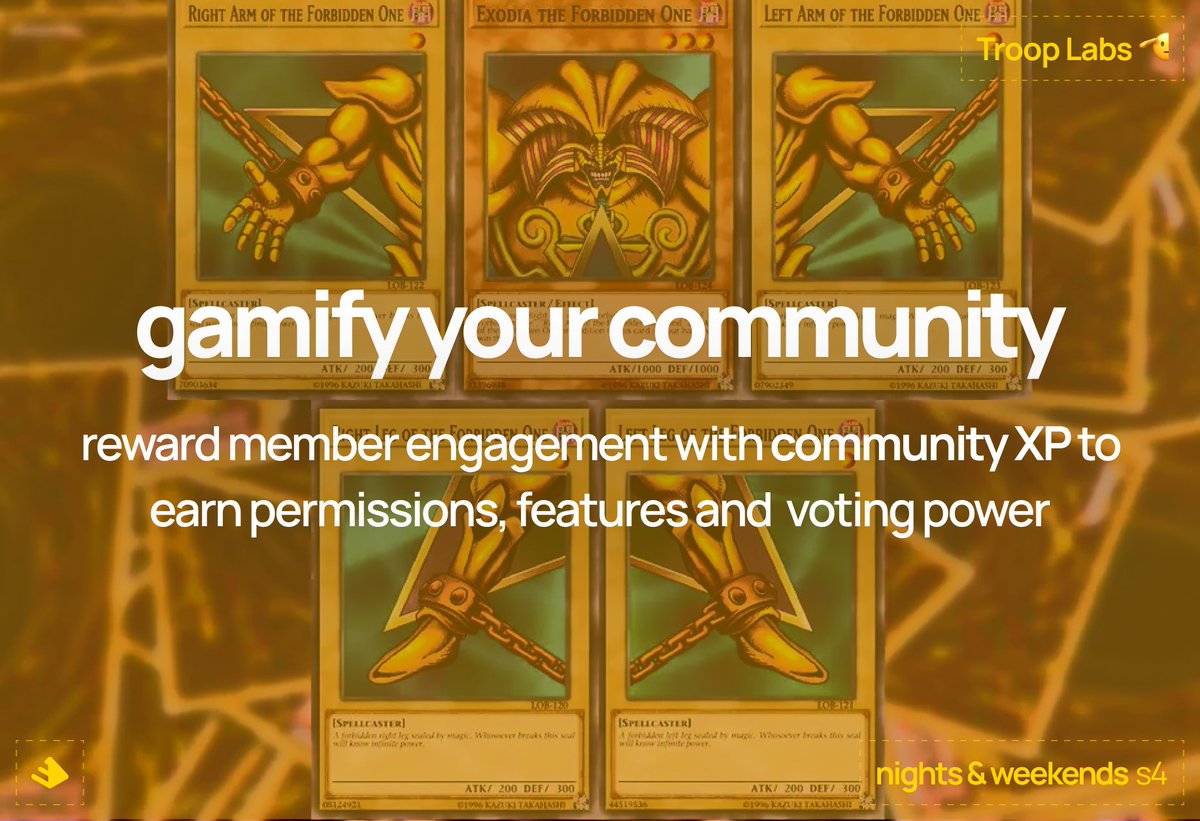 This season, we're building <a href="/TroopLabs/">Troop Labs</a> 's Exodia

1) What 👇

cc: <a href="/_buildspace/">buildspace</a> <a href="/_nightsweekends/">nights & weekends</a>