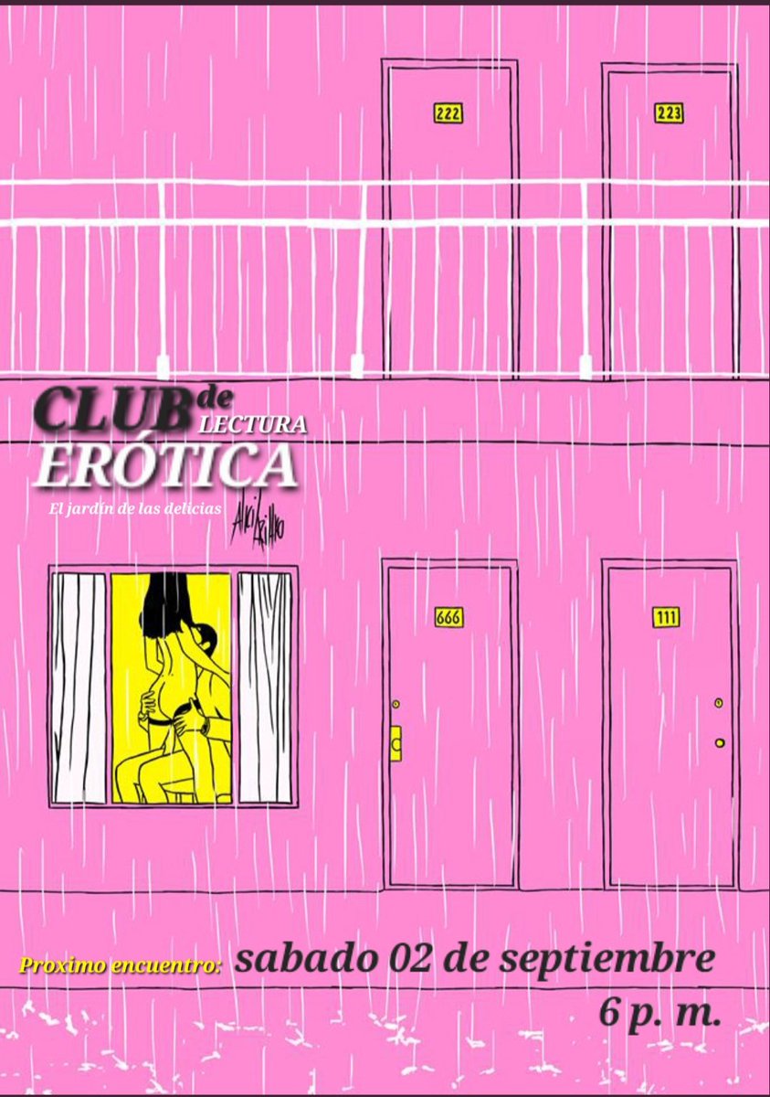 swBogotaEsposos's tweet photo. Los invitamos a un nuevo encuentro del Club de lectura erótica.
Quien quiera saber más, nos puede escribir al DM.
Sábado 02 de septiembre a las 6 de la tarde.

✍️Imagen de Alicia Rihko. https://t.co/eDu6EUENRc