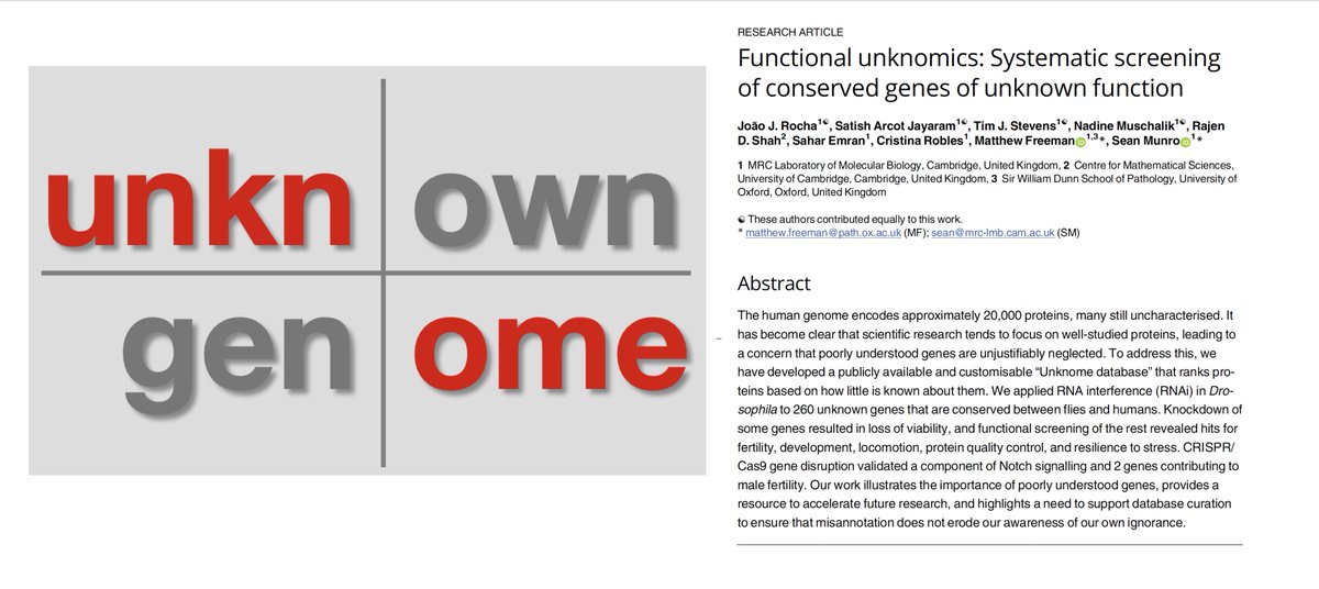 I like this new omic term—the "unknome"
A lot of things fit into this domain, here about the genes ranked that we know very little, if anything
journals.plos.org/plosbiology/ar… <a href="/mjafreeman/">Matthew Freeman, now only @mjafreeman.bsky.social</a> <a href="/freeman_lab/">Matthew Freeman Lab</a> <a href="/PLOSBiology/">PLOS Biology</a>