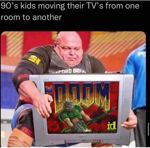 Lord_Arse's tweet photo. DOOM... on that TV that 90's kids move from one room to another. https://t.co/hEZ9iBFjoH