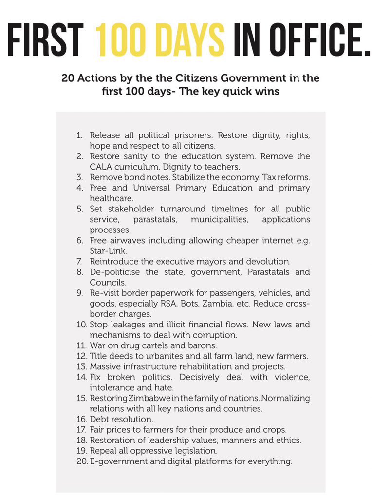 daddyhope's tweet photo. RETWEET

Zimbabwe’s biggest opposition party, CCC has released its election manifesto.

You can get the 100 page document from my Telegram Channel via this link https://t.co/0E6TnEt1Ku

RETWEET so that others can also see and read it. https://t.co/gWTEHV29je
