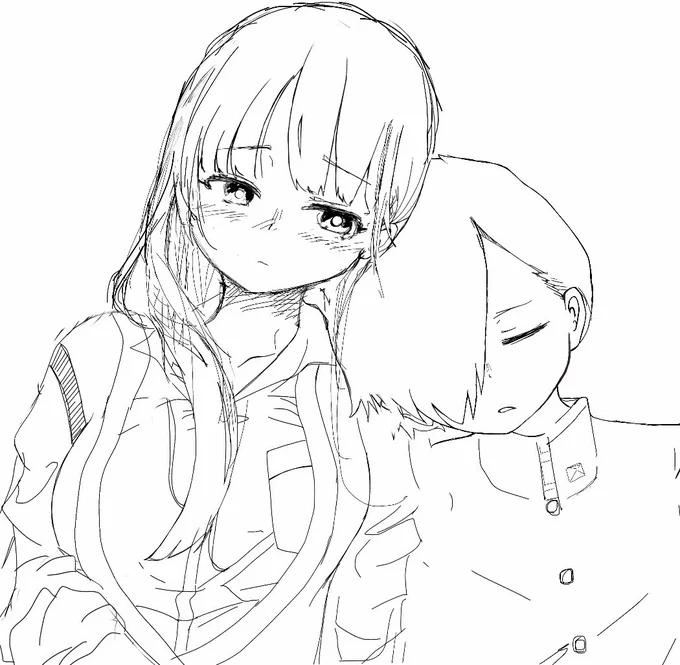 #仕上がりとラフを同時にアップしてみよう
こうして見るとちょくちょく細かい所調整してるなー
目線とか表情違うと中々違って見える笑 