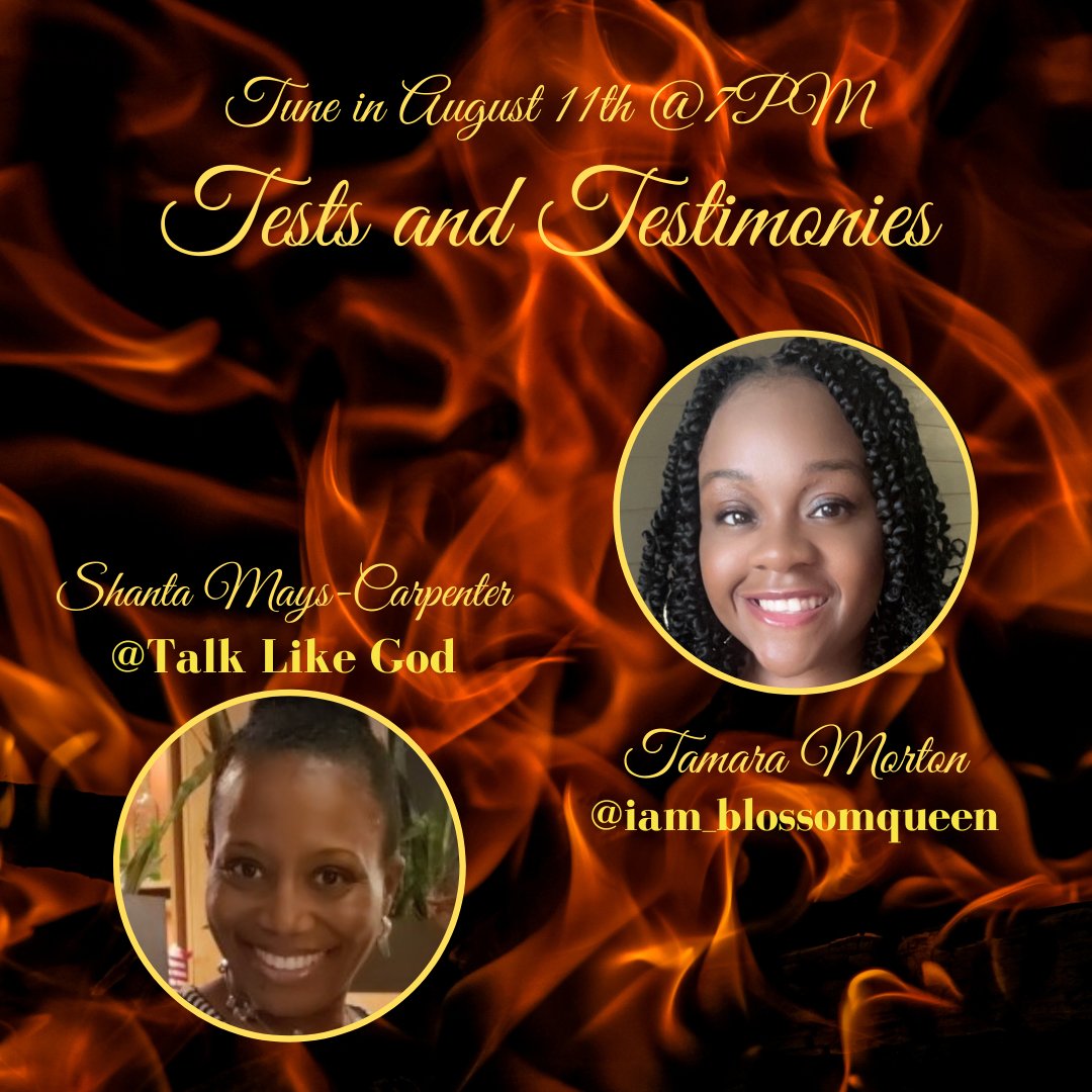 TALKLIKEGOD's tweet photo. Tune in to Tests and Testimonies Fri., August 11th @7PM EST and witness Sis. Tamara Morton share what God has done in her life @TalkLikeGod on IG.
#heisfaithful #provision #JehovahJireh #Jesusismyhelp #Godsprovision #promisekeeper #sharethispost #withShantaMaysCarpenter https://t.co/KTSrVU7vwv