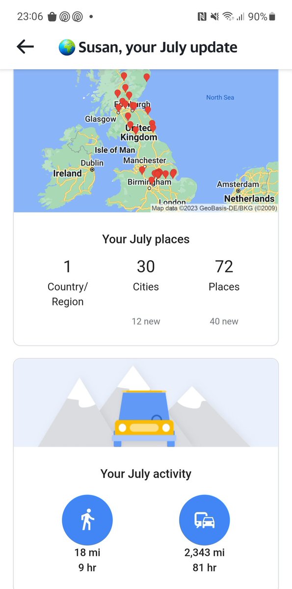 susan_comerie's tweet image. Love my July timeline compliments of Google Maps, how many places &amp;amp; miles 😁  mainly train orientated thanks to my son ❤️ feeling a little jealous I can't go #Class180 spotting at Grantham tomorrow with him 😢 work 😩 wish I could rewind time &amp;amp; join the #railwayfamily #hindsight