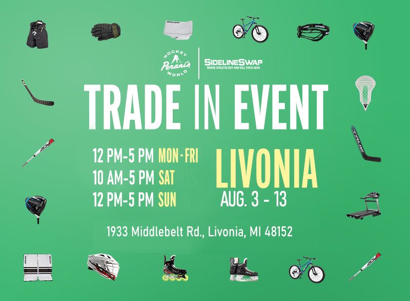hockeyworld's tweet image. SidelineSwap will be at our Livonia location until August 13th! #SidelineSwap