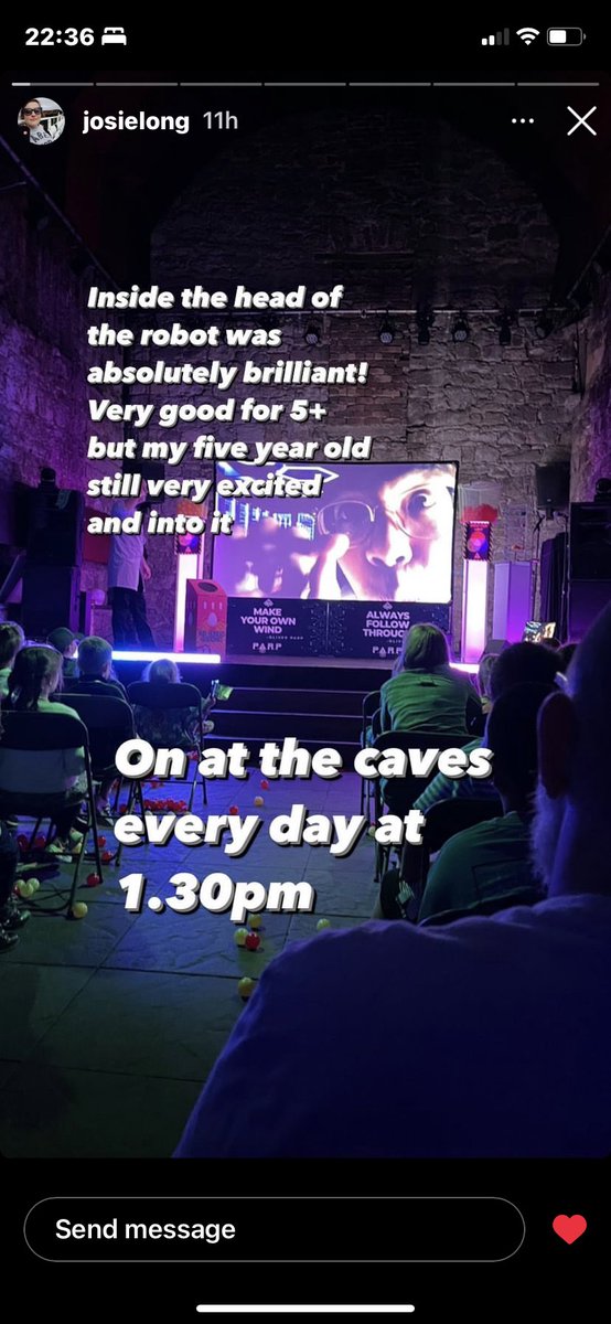 StephenVCase's tweet photo. Over the moon about how well Inside the Robot is going. Two sold out shows so far this week and a comedy hero turned up too and said this ❤️ #edinburghfringe #FillYerBoots https://t.co/TzUwdyIUdk