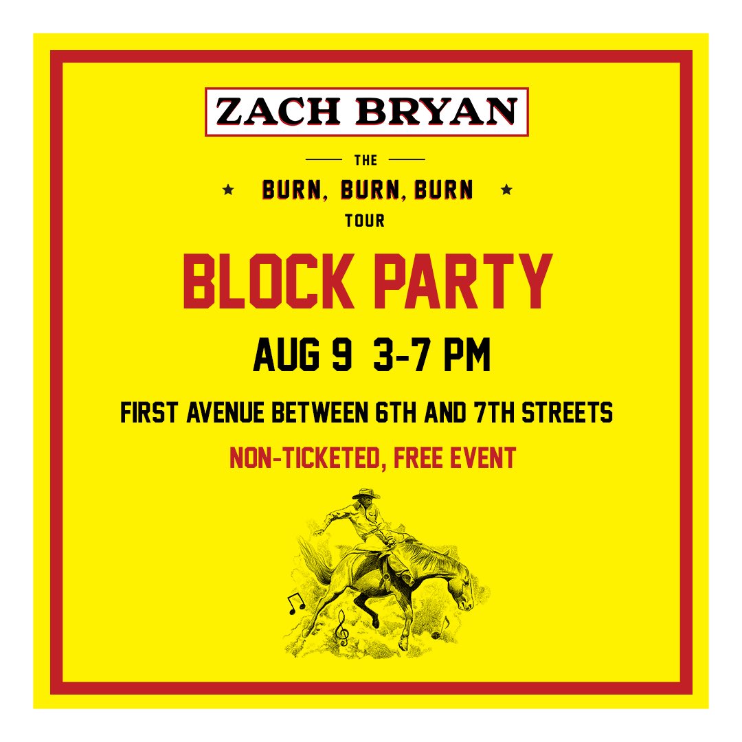 TargetCenterMN's tweet photo. ‼️ ONE MORE NIGHT ‼️

Tomorrow we are hosting a block party to honor @zachlanebryan at Target Center.

Don’t miss out on the music, merch, food trucks and more! Event is FREE and open to ALL ages. 

#zachbryan | #targetcenter | #mlps https://t.co/wy3Nwd3d0J