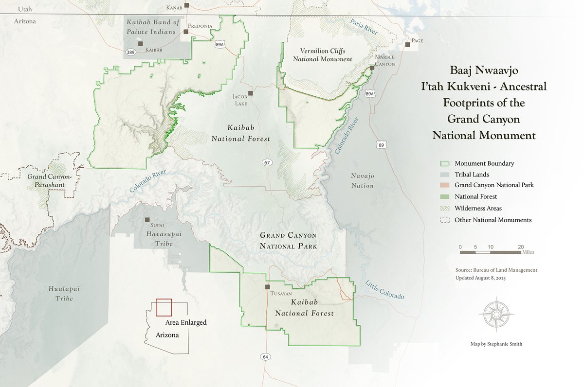 New map! Today the president designated Baaj Nwaavjo I'tah Kukveni – Ancestral Footprints of the Grand Canyon National Monument, protecting cultural sites on the north &amp; south rims of the Grand Canyon. See a map: grandcanyontrust.org/baaj-nwaavjo-i… #KeepItGrand #map