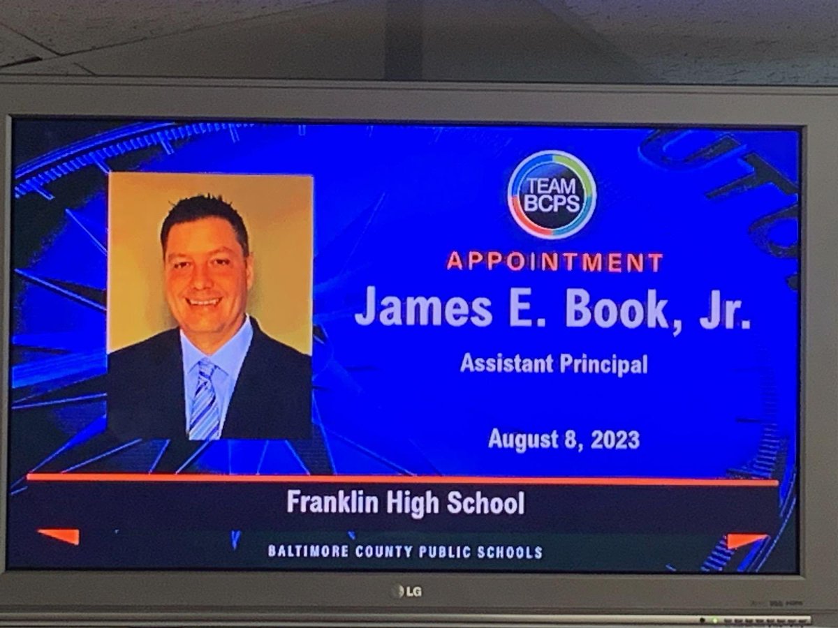 Congratulations to Mr. Book on his well-deserved appointment as the new assistant principal ⁦@FranklinHS_BCPS⁩! #FranklinFamily
