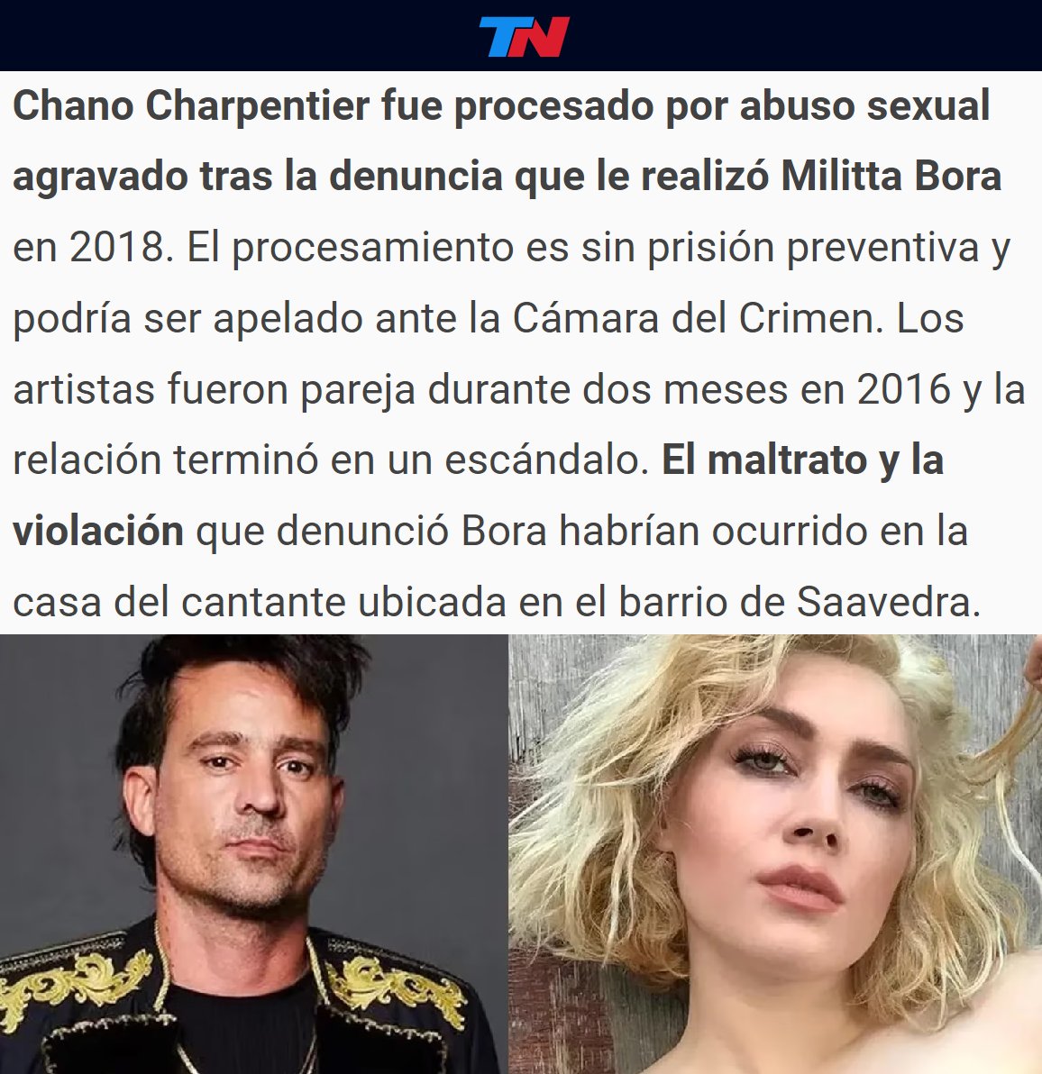 porquetendencia's tweet photo. "Militta Bora":
Porque informan que Chano Charpentier fue procesado por abuso sexual https://t.co/yp7FbHYiOA