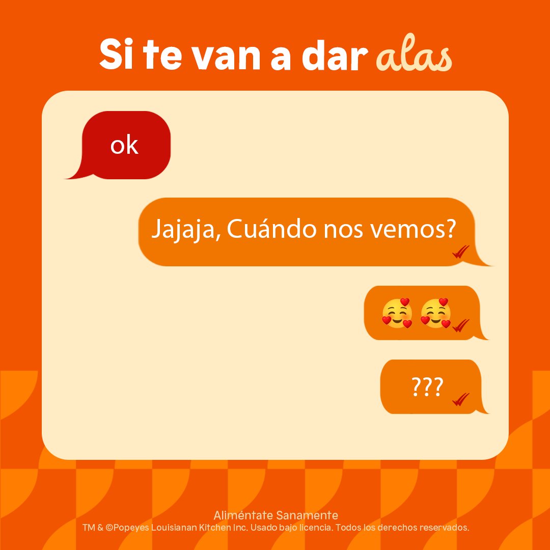 PopeyesMexico's tweet photo. Si te dejaron en visto, mejor échale un vistazo a las #GhostPepperWings.
Las únicas alas que vale la pena que te den. Ánimo, tqm 🧡 https://t.co/fJJu1hGc3J
